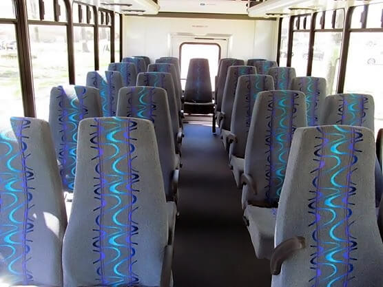 white charter bus interior